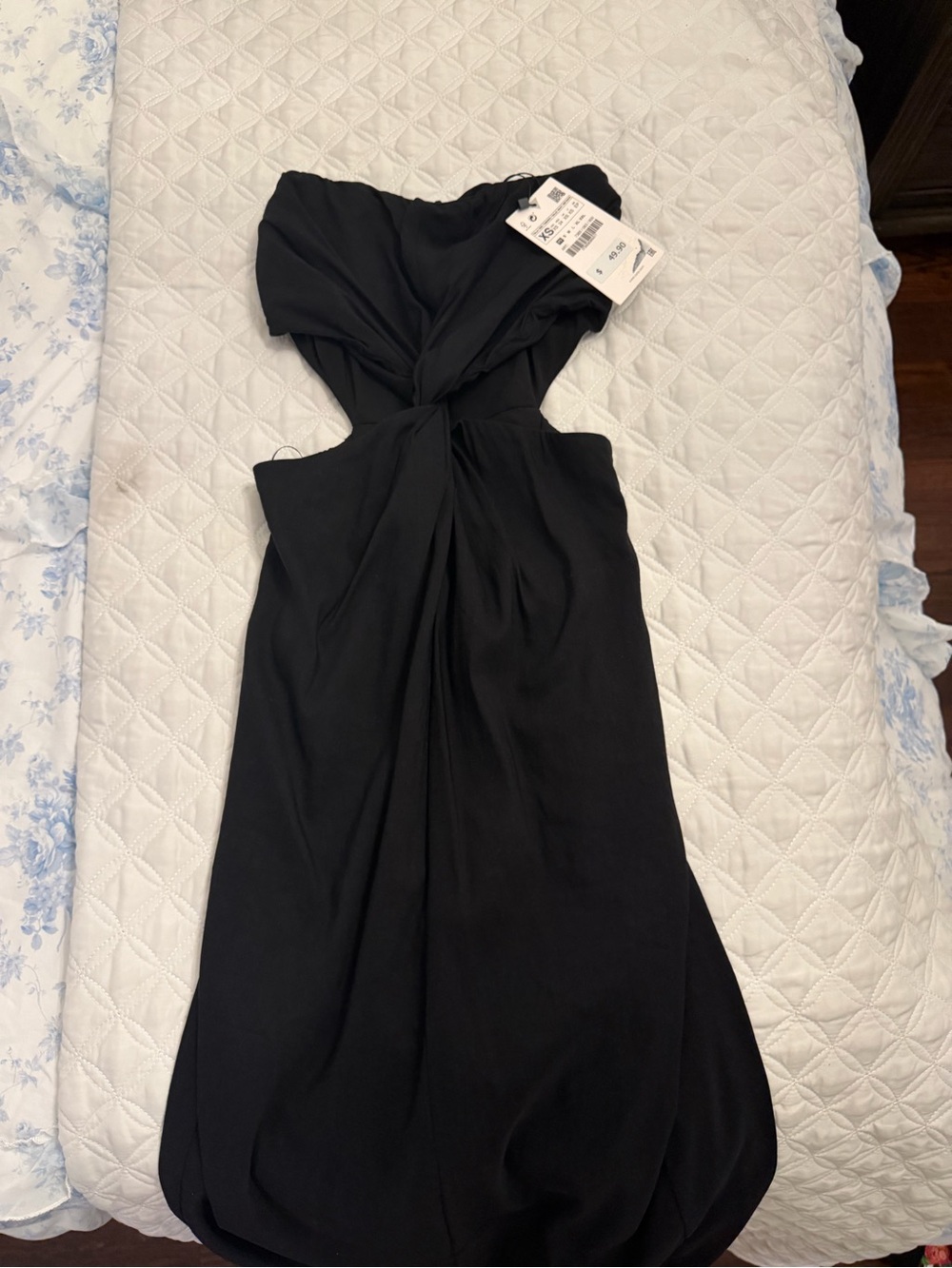 Zara Black Strapless Twist Cutout Dress - Picture 1 of 3